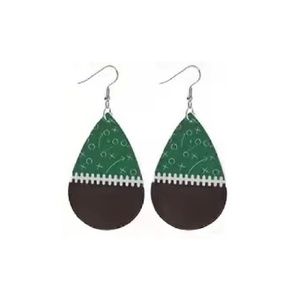 Football Rugby Faux Leather Dangle Teardrop Earrings Sporty Team #8 New
